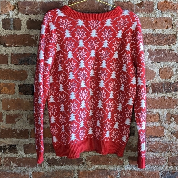 Merry Christmas Poof Large Red & White Llama w/ a Santa Hat Knit Sweater - Picture 5 of 10